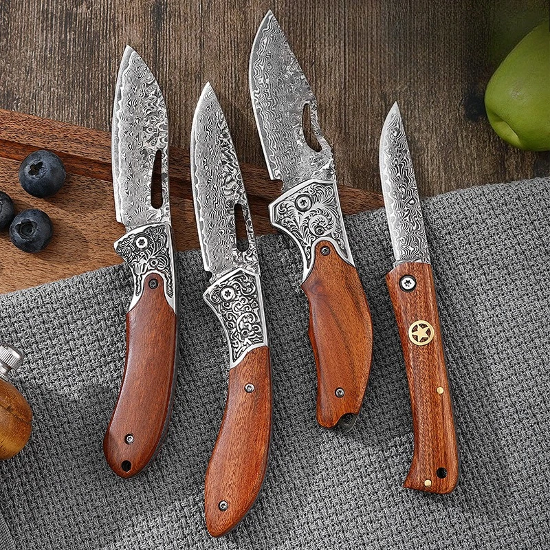 

Folding Knife Damascus Knives Cleaver Meat Vegetable Slicing Fish Kitchen Knives Chef Cooking Meat Butcher Boning Folding Knives
