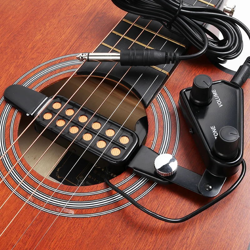 12 Sound Hole Guitar Pickup Acoustic Classical Guitar Transducer with Tone and Volume Control for Acoustic guitar