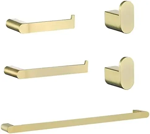 Brushed Gold Towel Bar Set 5 Piece Bathroom Hardware Set Include 9.8/23.6 Inch Towel Holder Toilet Paper Holder and 2