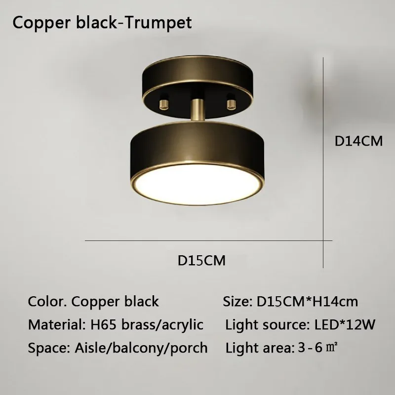 Moderne Led Plafondlamp Koperen Lamp Voor Slaapkamer Woonkamer Licht Nordic Ronde Goud Zwart Entree Gang Gangpad Decor Armatuur