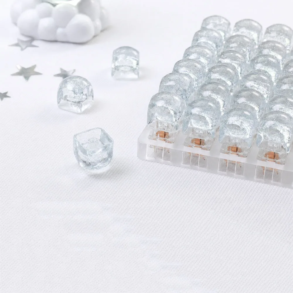 Starry Sky Crushed‑Ice Transparent Keycaps for Mechanical Keyboard Universal Cross Stem Keycaps Designed for Long Fingernails
