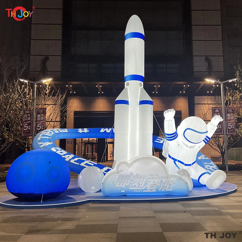 

6m Wide Space Station Decoration Inflatable Astronaut Balloon Inflatable Rocket with Earth and Moon together