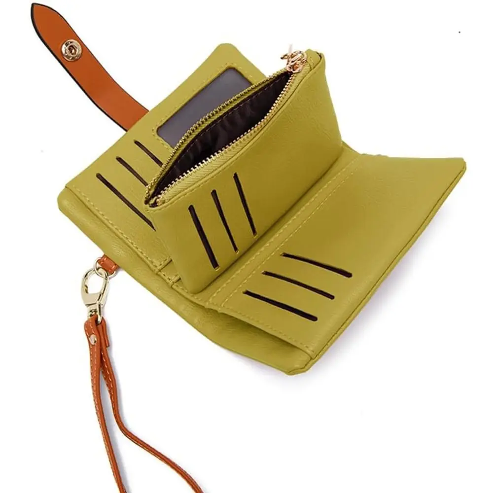 

New Trifold Wristlet Leather Wallet with Zipper Portable Leather Purse Coin Pocket for Women RFID Blocking