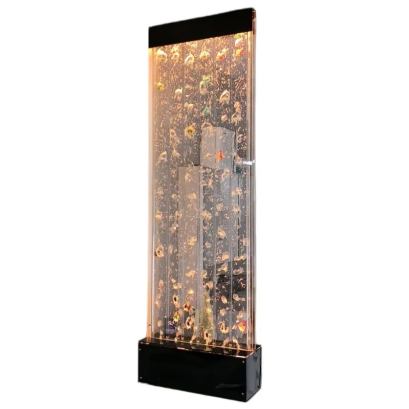 Large acrylic screen water curtain wall, flowing water bubble wall, creative fish tank aquarium