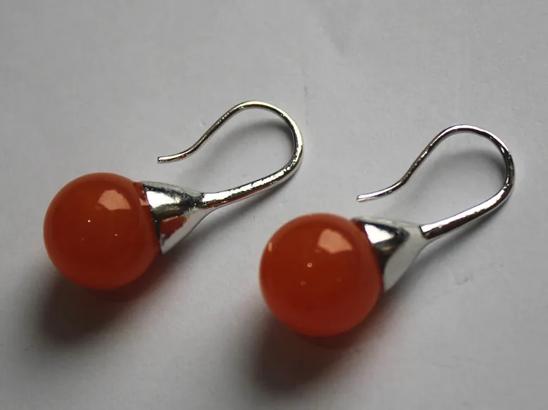 

12mm red jades bead earring