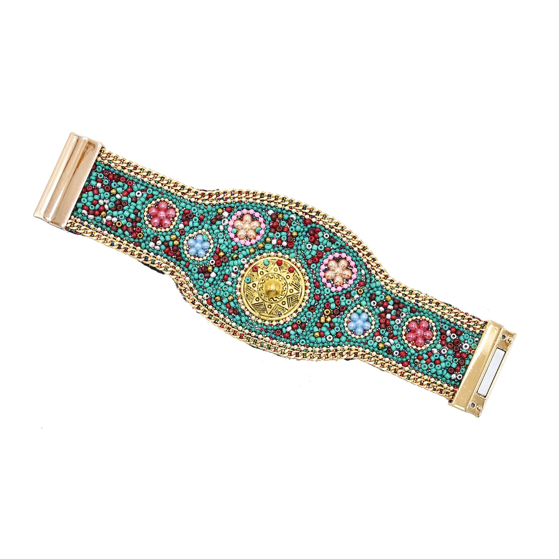Ethnic Green Full Cover Rice Beads Gift Women Party Dress Bracelet Jewelry Accessories Fashion Design
