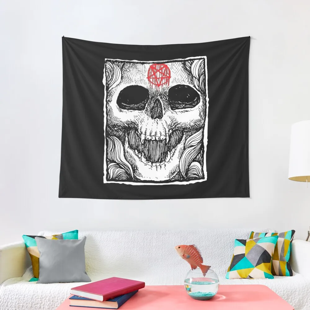 

Skull Pentagram Fatality Demon by KRAFTD Tapestry Wall Hangings Decoration Home Decorators Tapestry