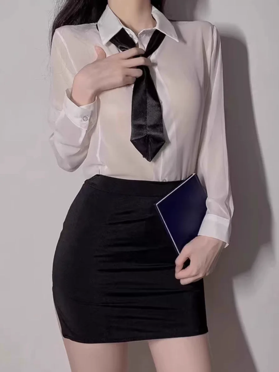 Women's Slim Fit Long Sve irt And Skirt Set Waist Cinched Bodycon Sle Sexy Chic Top f Body Coverage  Skirt