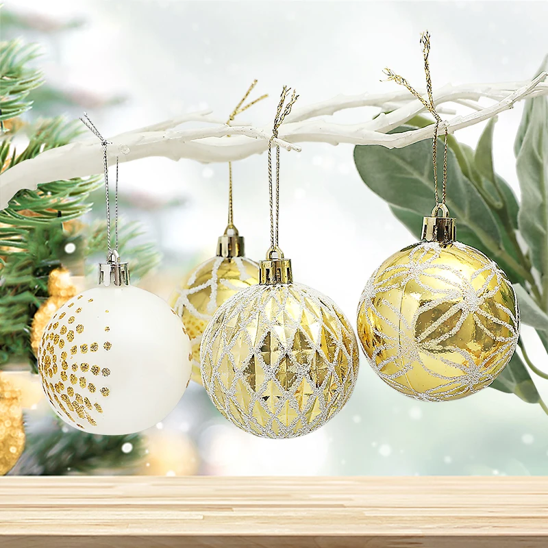 

30Pcs/Box Christmas Balls Pendants Rose Golden Xmas Tree Hanging Ornament Christmas Gift New Year Navidad Noel Home Party Decor