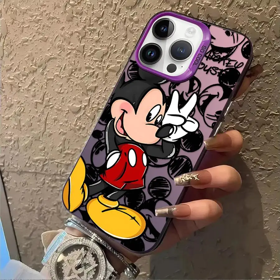حافظة ديزني ميكي ماوس المضحكة لهاتف آيفون 11 12 13 برو ماكس 14 15 16 بلس 16e غلاف ناعم