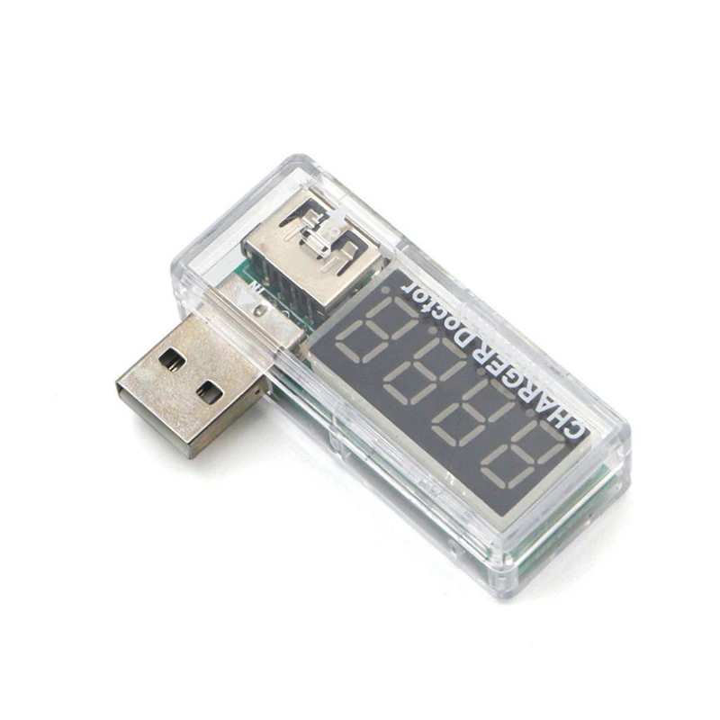 Cyfrowy tester napięcia prądu ładowania USB Mini ładowarka USB lekarz woltomierz amperomierz obróć przezroczysty