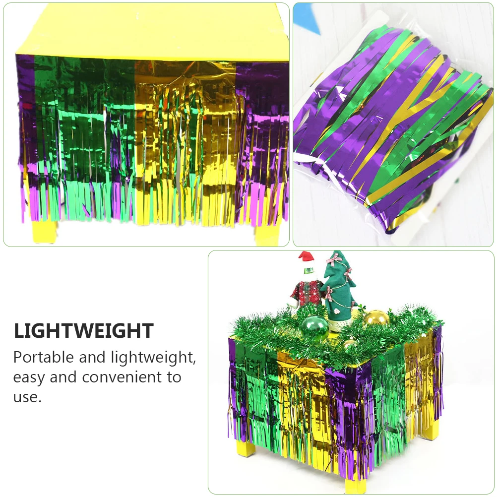 

2 Pcs Colorful Table Curtains Ornaments Dining Room Decor Carnival Tassel Hanging Party Fringed Background