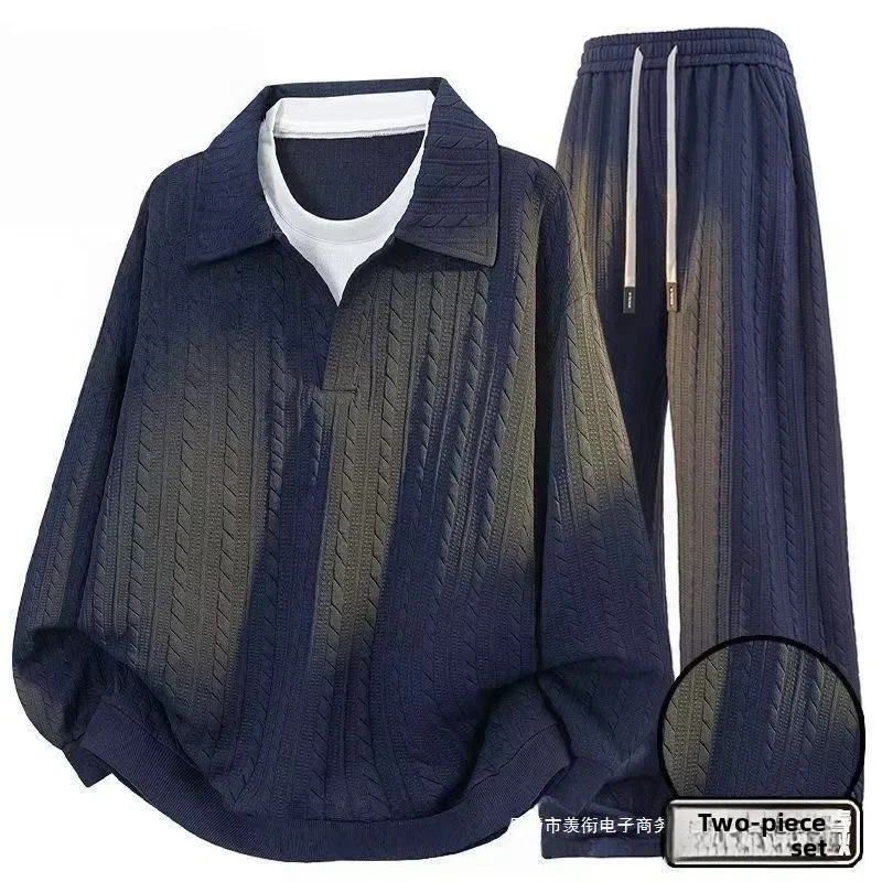 

2025 Jacquard Sweater Set - Fall Loose-Fitting Casual New Design Two-Piece Men's Suit for Neutral Style