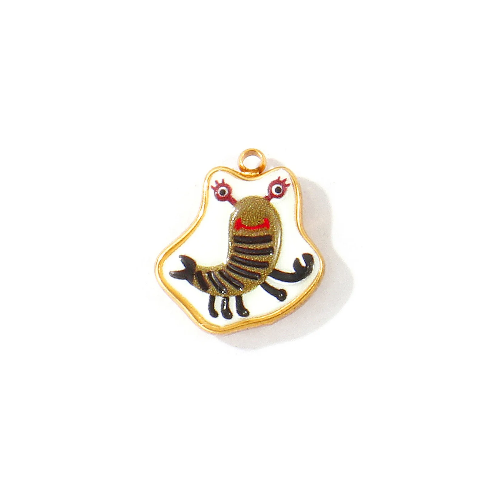 2 Stück bedruckte Insekten-Anhänger, Schwalben- und Bienenmotiv, aus 304 Edelstahl, 18 Karat vergoldet, zum Basteln von Armbändern und Halsketten, Großhandel. – Detail 8