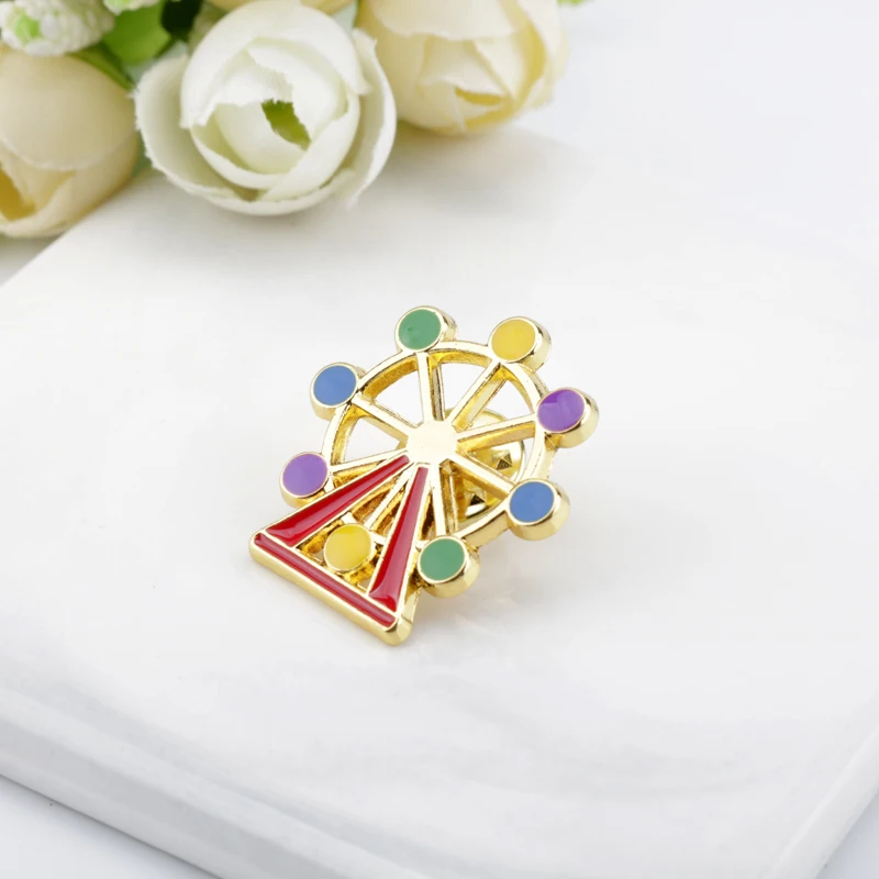 Colorful Hot Air Balloon Ferris Wheel Brooch Accessories Trendy Enamel Alloy Metal Lapel Pins Niche Design Pin Badge Corsage Acc