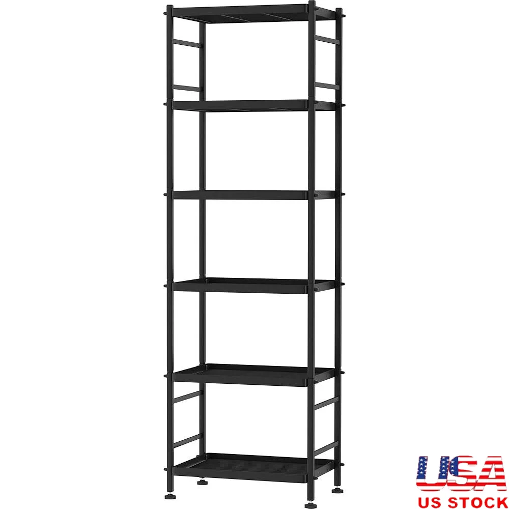 

6-Wire Shelving Metal Storage Rack Adjustable Sturdy Organizing Unit Kitchen Bathroom Garage Office Closet Heavy Duty