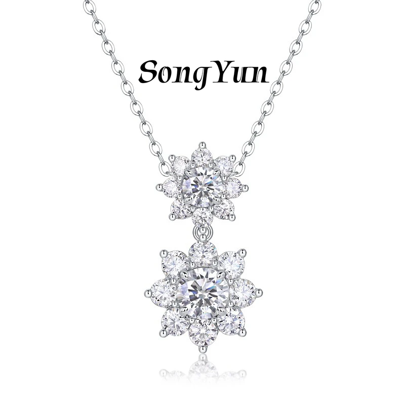 SONGYUN Brand Jewelry 925 Sterling Silver Necklace Moissanite Diamond Initial Vacation Ladies Real Gold Plated SYT Patent Pendan