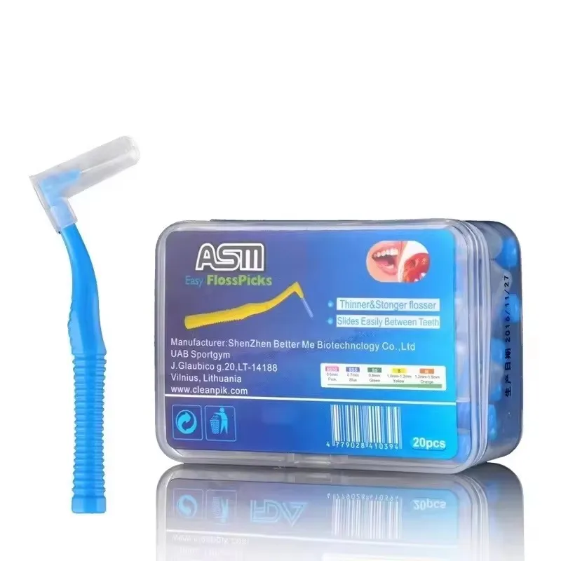 20Pcs/Box L-Shape Push-Pull Interdental Brush Orthodontic Toothpicks Teeth Whitening Oral Hygiene Care Tooth Picks for Better