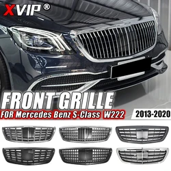 XVIP Chrome Maybach Style Front Racing Grille For Mercedes Benz S-Class W222 S400 S450 S500 13-20 GTR AMG Style Bumper Grilles