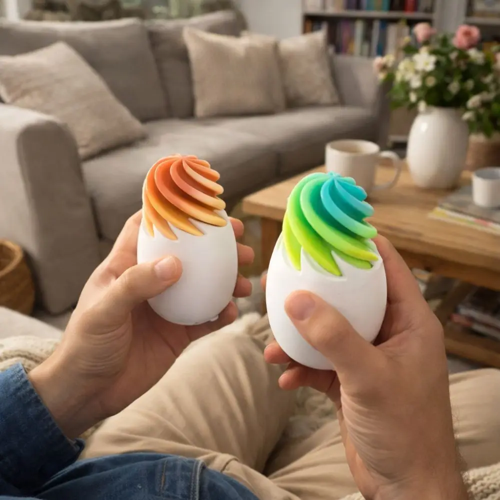 3Dプリント回転式エッグトイ カラフルパズル イースタースパイラルエッグ プラスチック製 不可能な貫通玩具 家庭 オフィス用