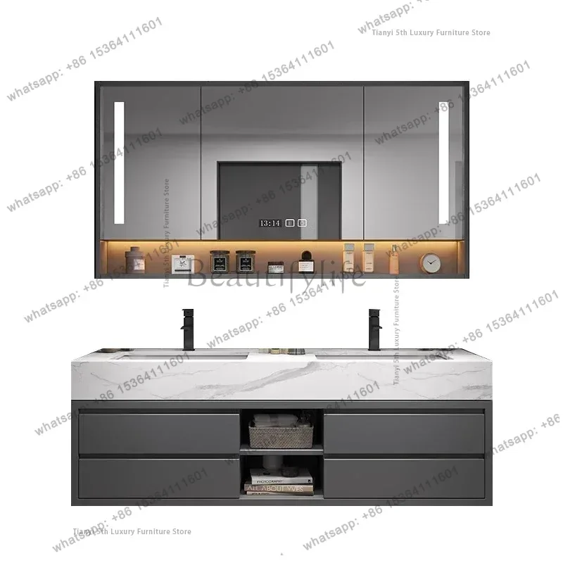 

Minimalism Bathroom Cabinet Modern Luxury Vanity Smart Bathroom Mirror Make Up Sink Home Furniture