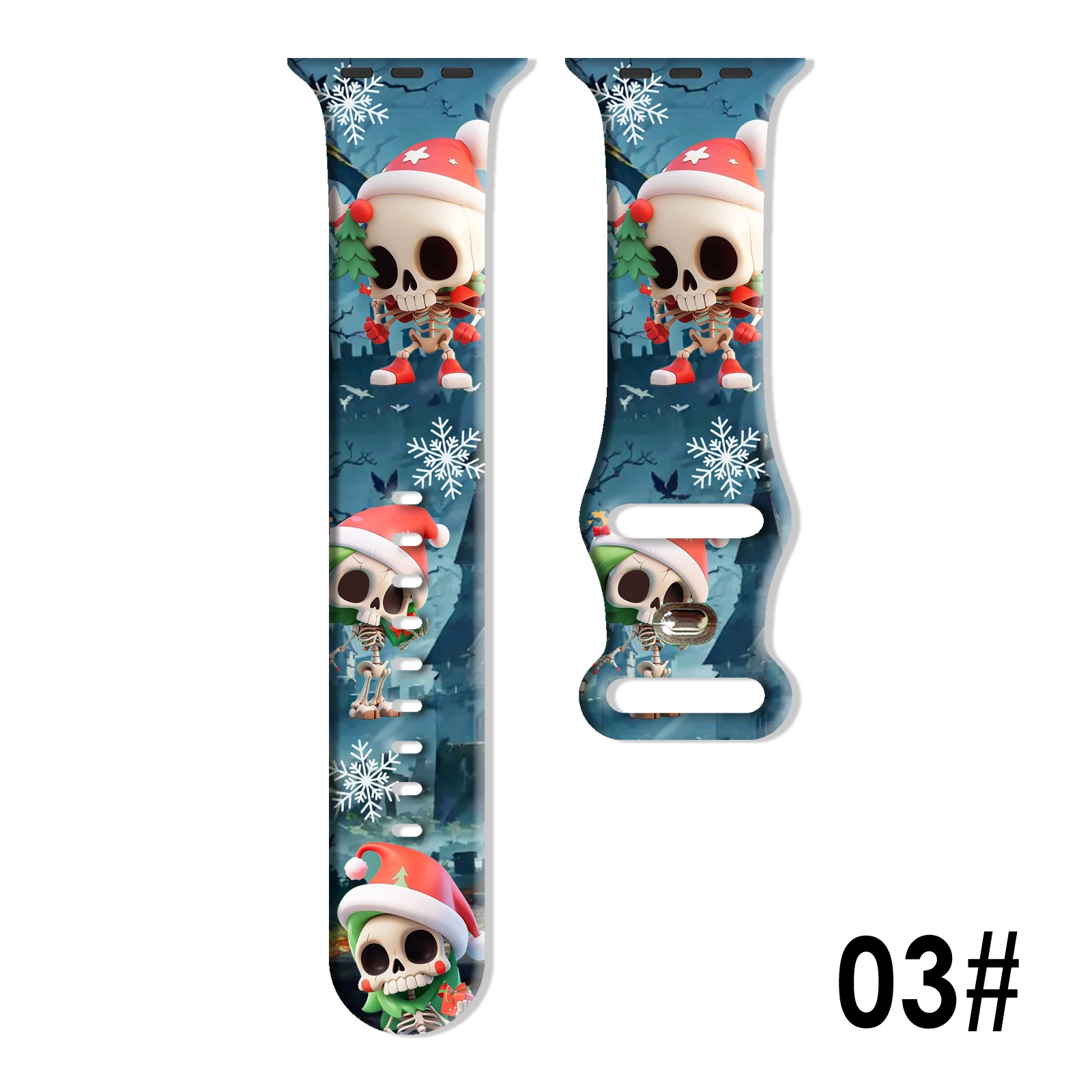 

Skeleton Christmas Printed Strap for Apple Watch 11 10 9 Silicone Band Replaceable Bracelet for iWatch 46/44/42/41mm Watchband