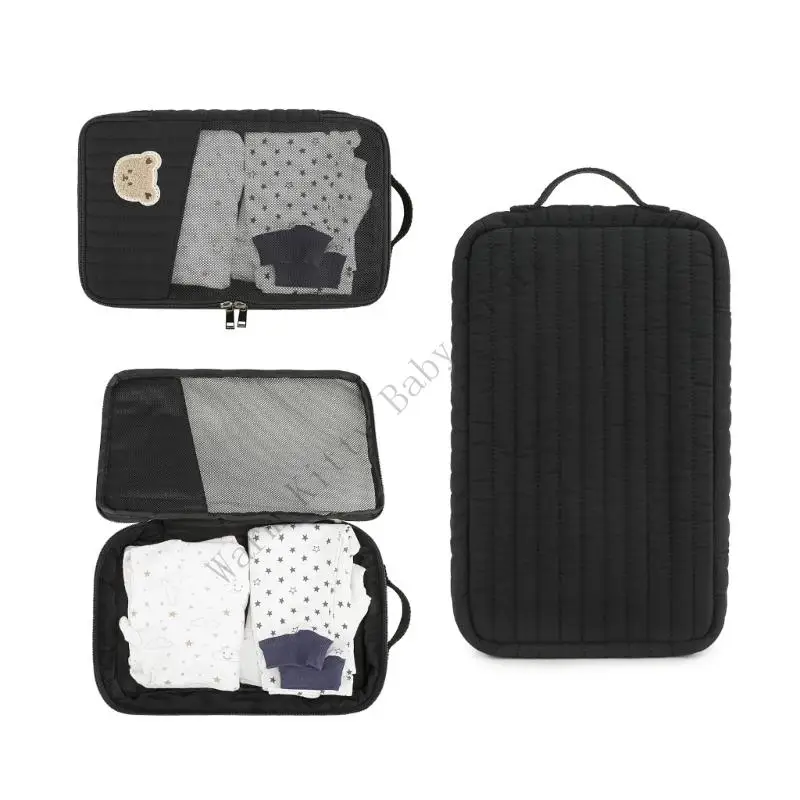 حقيبة حفاضات لتنظيم ملابس الأطفال القطنية من XXFE مع سحاب سريع الوصول، تصميم خفيف الوزن للسفر والاستخدام اليومي #5