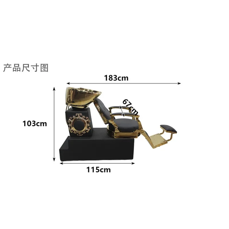 Barber shop ceramic basin shampoo bed, hair salon special flush bed, semi-reclining shampoo bed 5