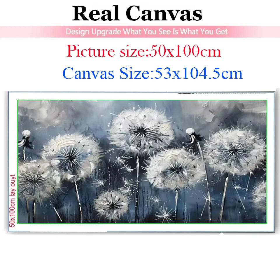 Large Diy Diamond Painting Sale Full Diamond Mosaic Embroidery Art Jewelry Cross Stitch White Dandelion Flowers Home Decoration