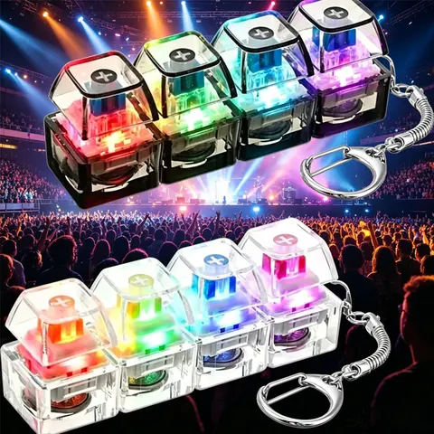 LED Keyboard Keychain /Fidget Toy Crystal Clicker Sensory Toy for/; Stress Relief Keyboard Keychain Fidget Gadget for Adults Kid
