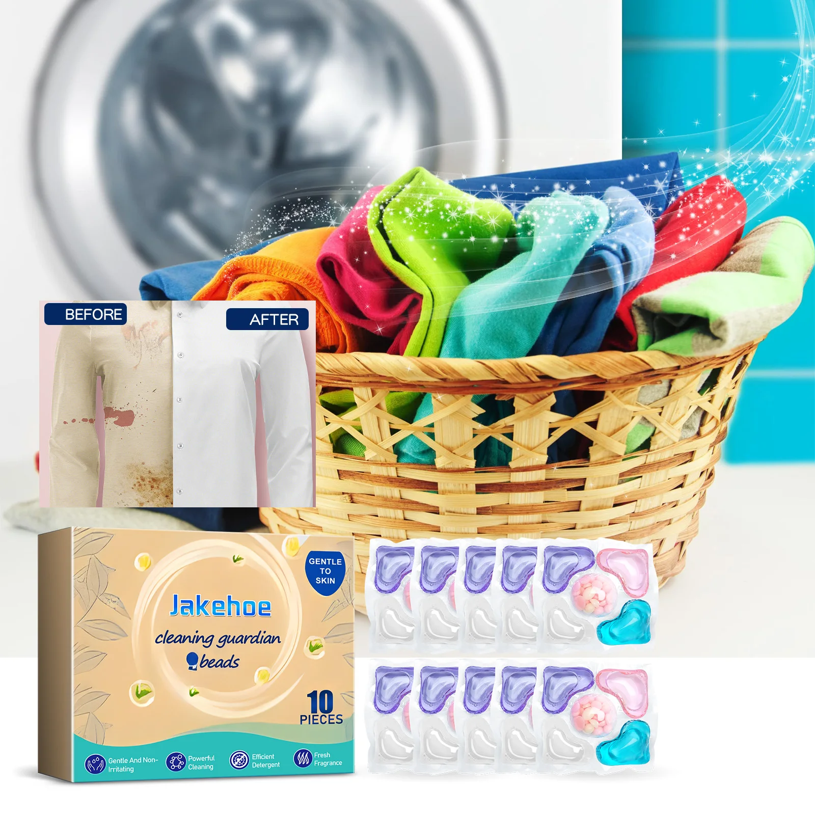 

Fragrance Laundry Beads - Gently Clean Oil Stains & Spots, Long-Lasting Freshness for Clothes