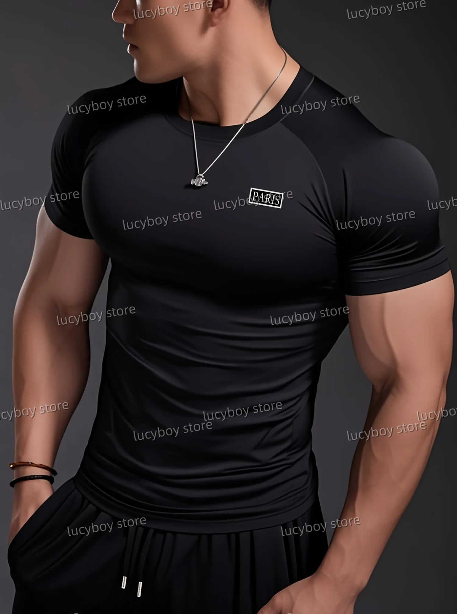 PAIRS print Men's Sports Fitness Gym T Shirt Mans Casual Short Sleeve Tees Quick Drying Running Sportwear MenTops men Clothing
