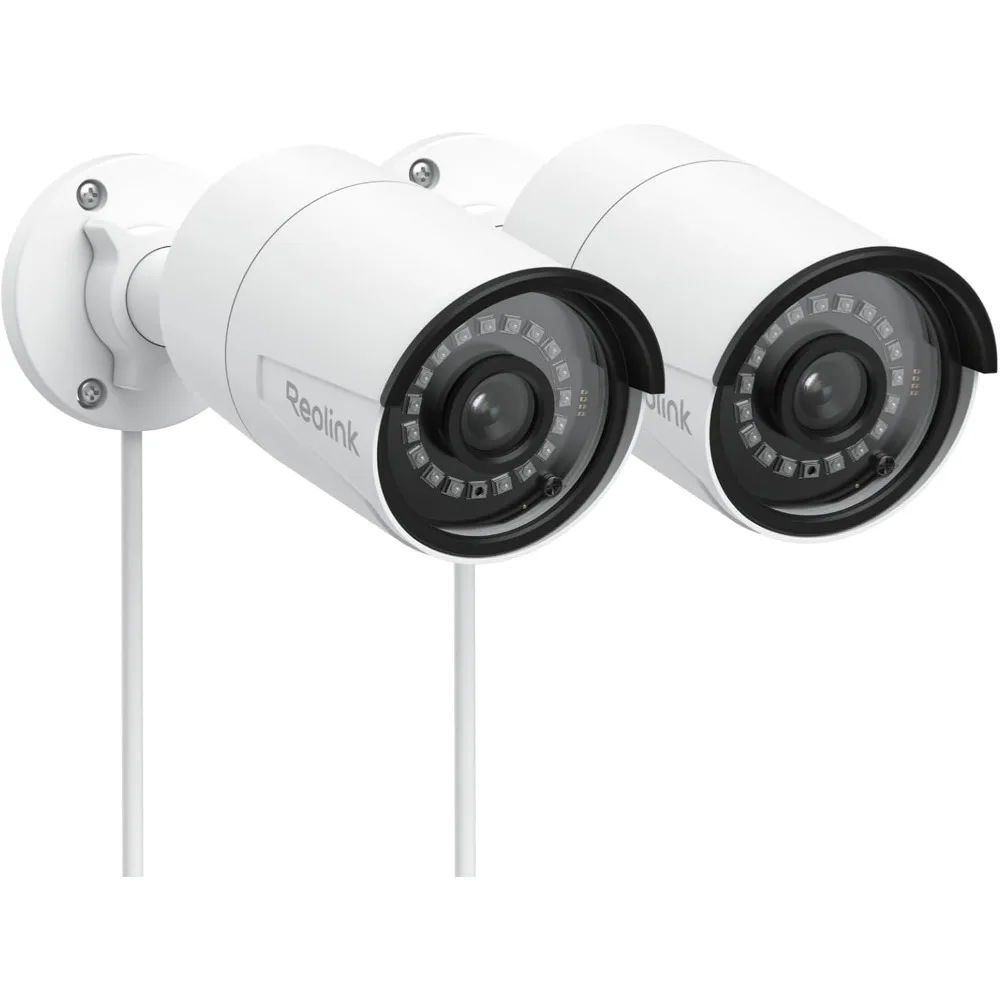 2-Camera 5MP PoE Security System, 100ft IR Night Vision, Time-Lapse, Smart Home, 512GB SD Card Support