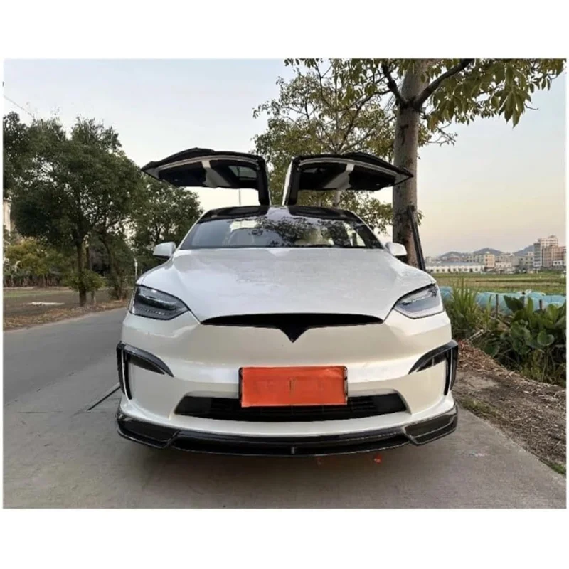 Suitable for Car Body Kit Side Skirts Compatible with Tesla Model X Plaid 2021-2024 Carbon Fiber Front Lip Rear Diffuser Spoiler