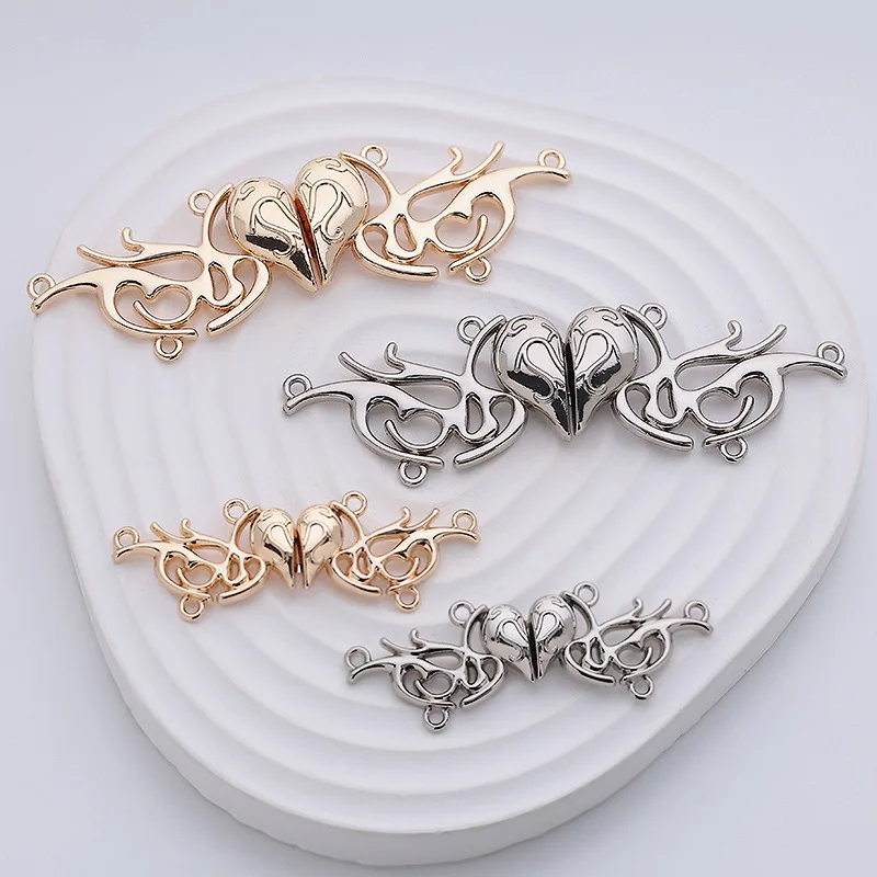 

New Metal Deer Antler Heart-shaped Buckle 2PCS/Lot Fashion Embellishments for Clothing DIY Apparel Sewing Supplies