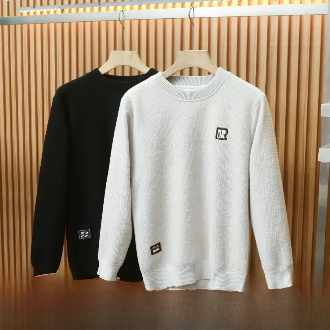 

Теплый вязаный свитер на подкладке Fce, модная осенне-зимняя мужская одежда, удобный дышащий повседневный круглый свитер Ne Long Sve