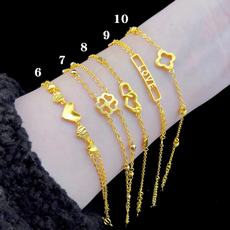 Fine Jewelry Real 18k Gold Twisted Chain Bracelet Solid 999 Rope Chain Wedding Gift for Women