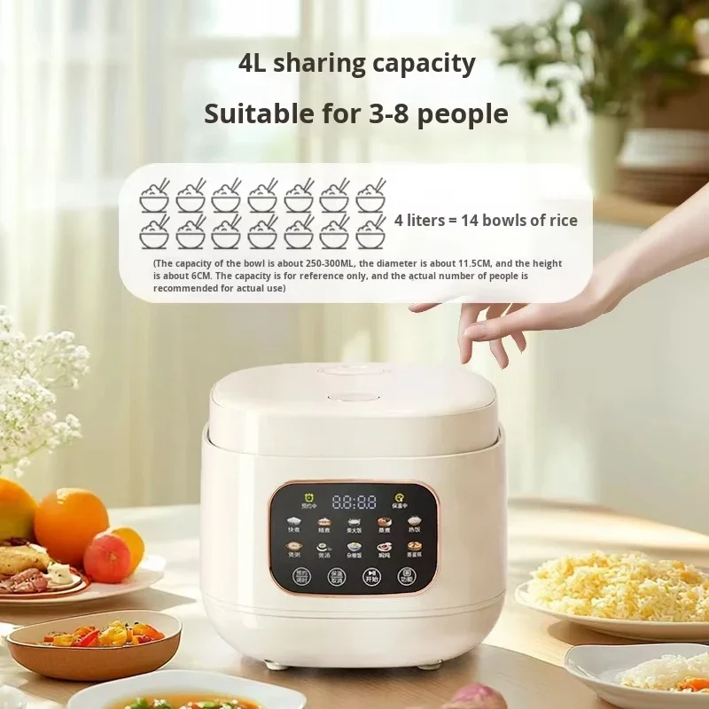 Electric New Model Household Multi-Rice Cooker 4L Large Screen Ceramic Glaze Non-Stick Coating Inner Pot Measuring Cup
