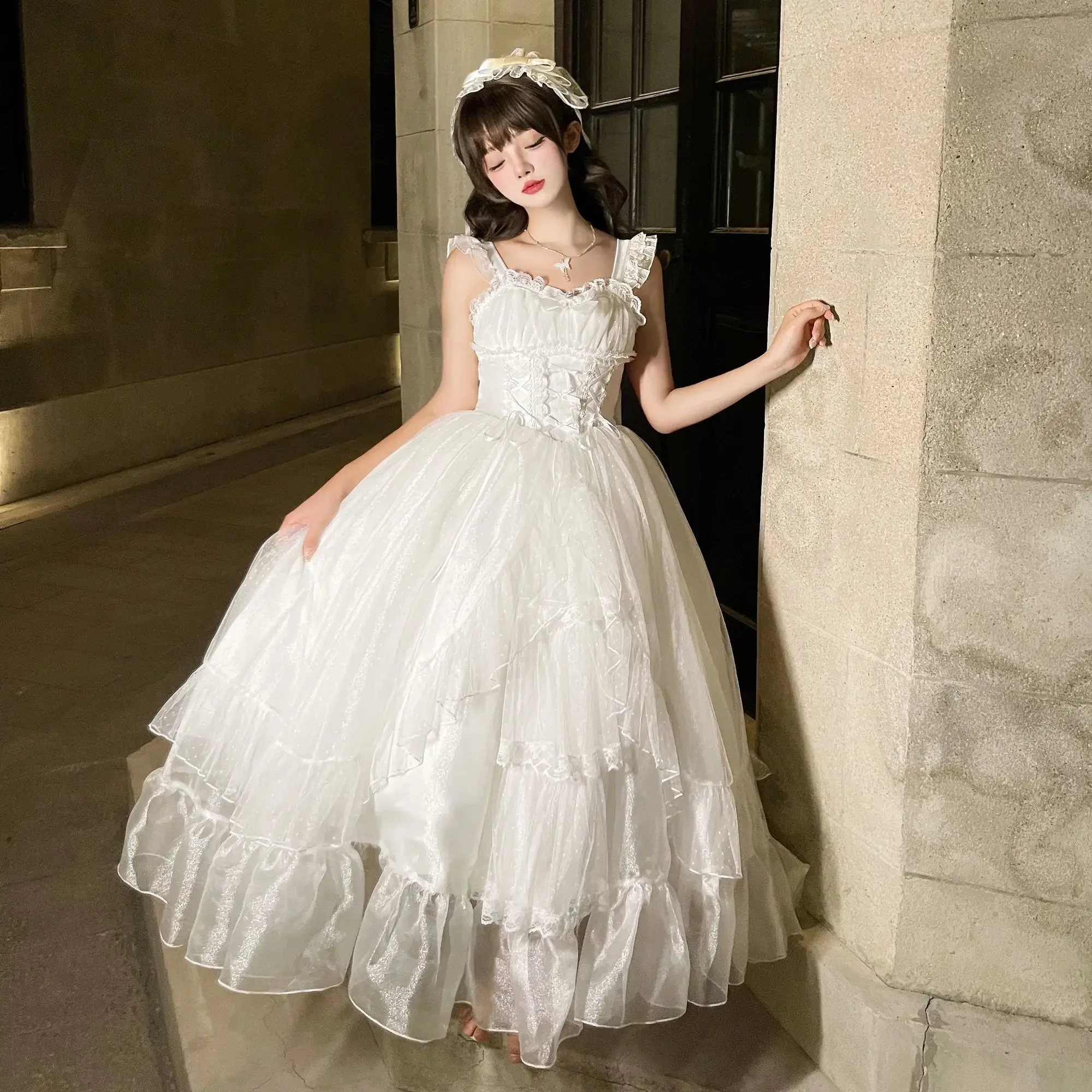 Magogo יפנית מתוק lolita jsk שמלה נשים וינטג וינטג 'נסיכה מסיבת חתונה שמלות כלה תחרה נשים