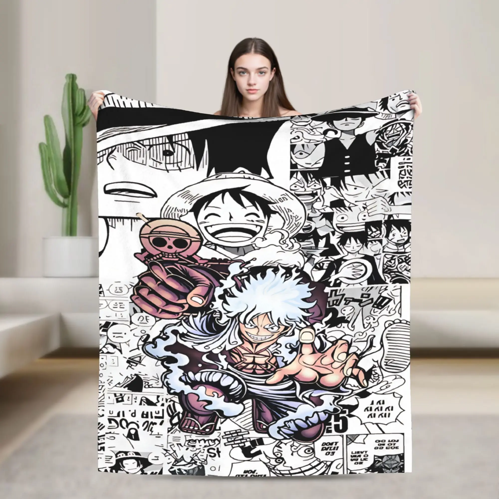 Anime one piece Luffy Gear Five Blanket Quality Warm Soft  Throw Blanket Winter Girls Boys Bedroom Street Trend Bedspread