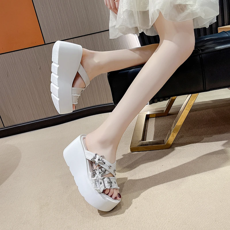 9CM Platform Slippers Sandals Woman Bowknot Thick Sole Slippers Women Chunky Flip Flops Summer Casual Beach Slides Zapatos Mujer