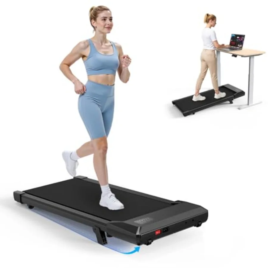 

Under desk walking pad with incline for home and office use aluminum alloy frame black 3-in-1 portable design with remote contr