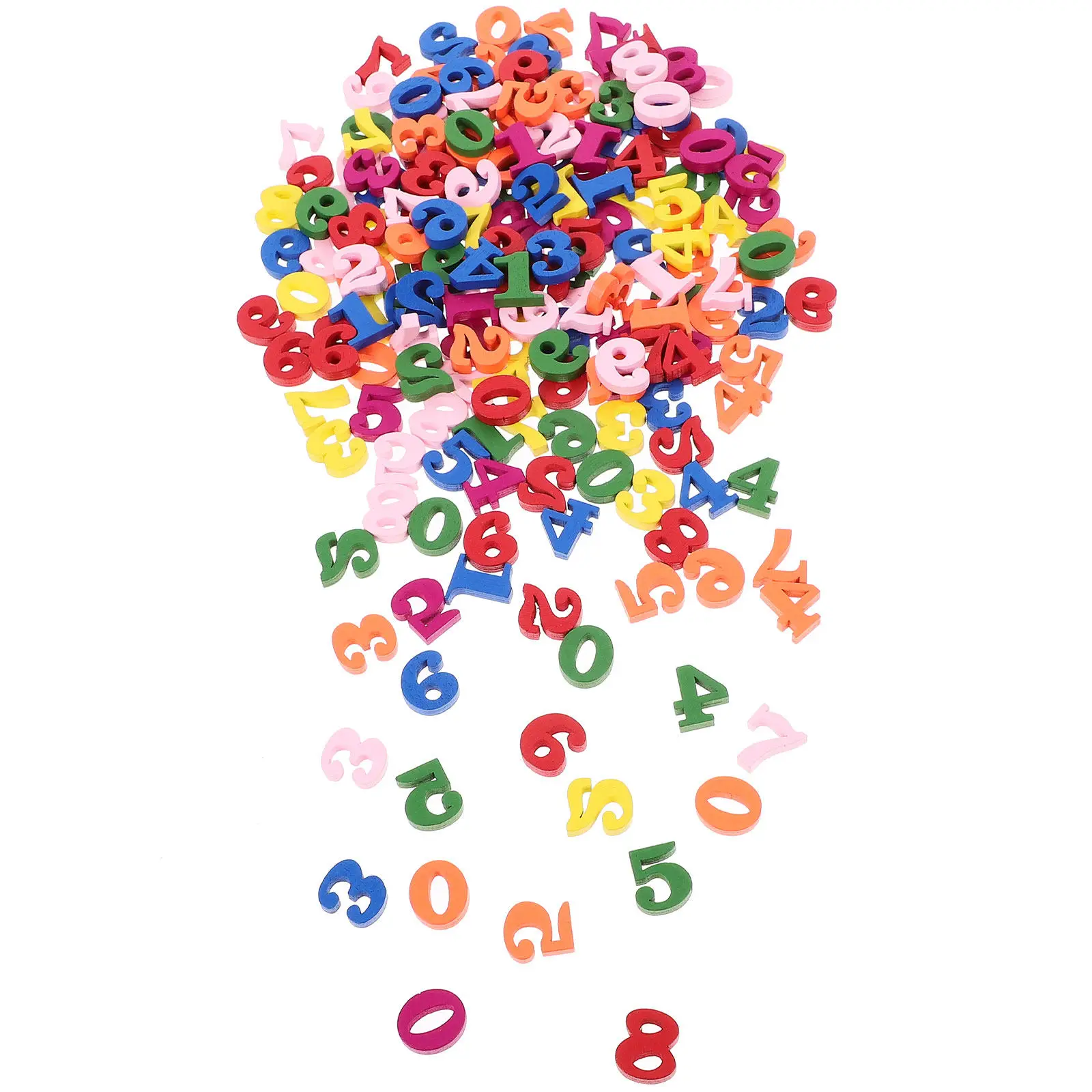200Pcs Wood Number Decor Colorful Large Desk Numbers for Party Craft Table Household Office Display Decoration