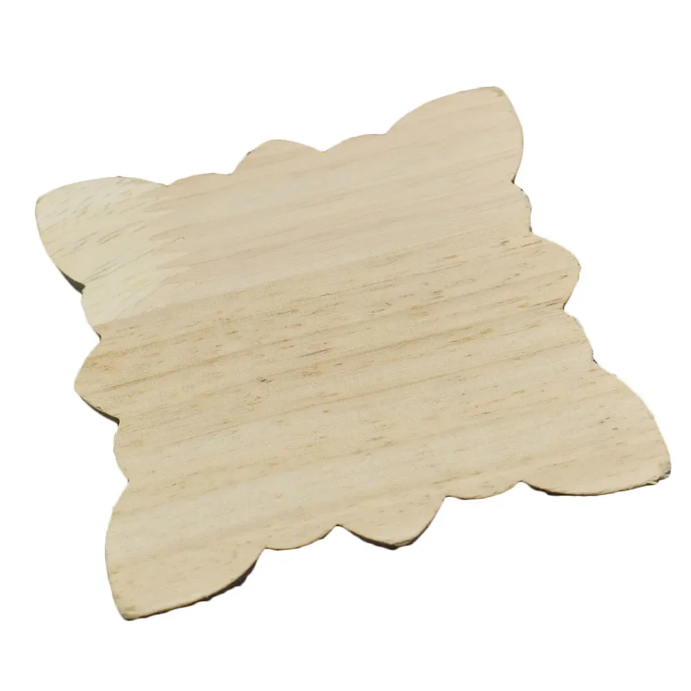 10PCS 5-8cm Unpainted Wood Color Decal Applique Furniture Square Box Shavings Home Decoration Accessories Craft Miniature