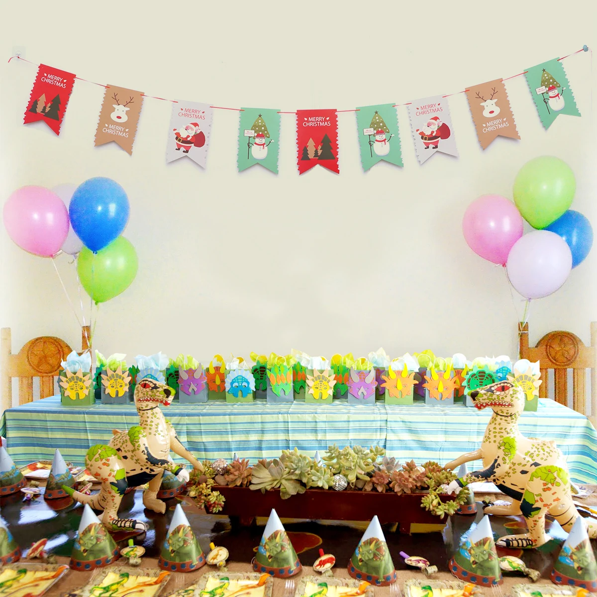 

Party Banner Christmas Bunting Double Sided Doubled-sided Colorful Decorations Flags Banners