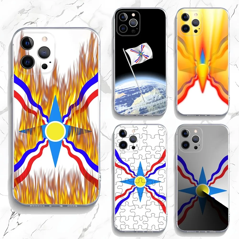 Assyria Flag Assyrian Phone Case For iPhone 15,14,13,12,11 Plus,Pro,Max,XR,XS,X,7,8 Plus,SE,Mini Transparent Silicone Soft