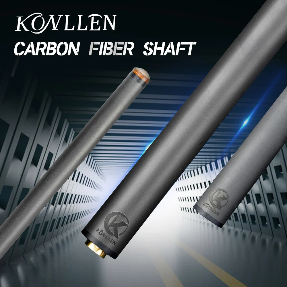 KONLLEN Pool Cue Stick Carbon Fiber Shaft with 3/8*8 Joint Pin low deflection for 12.5/12.9mm professional billiards Cue