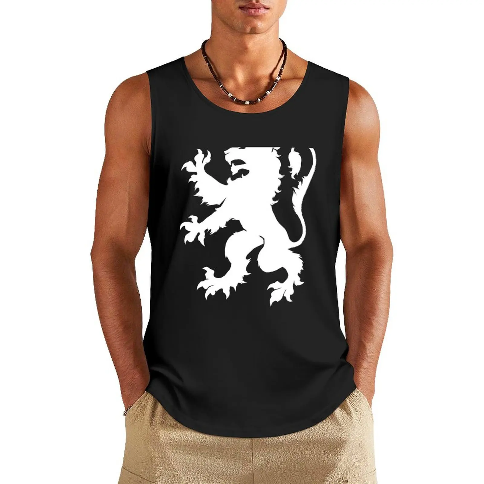 White Lion Rampant Tank Top Men's sleeveless gym shirts Vests gym