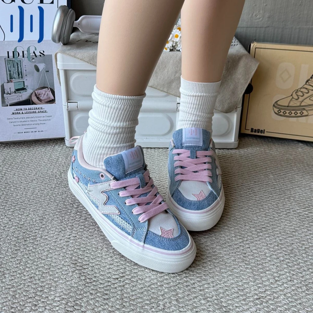 Ollieskate Denim Blue Valentine Low Top Unisex Casual Skate Shoes