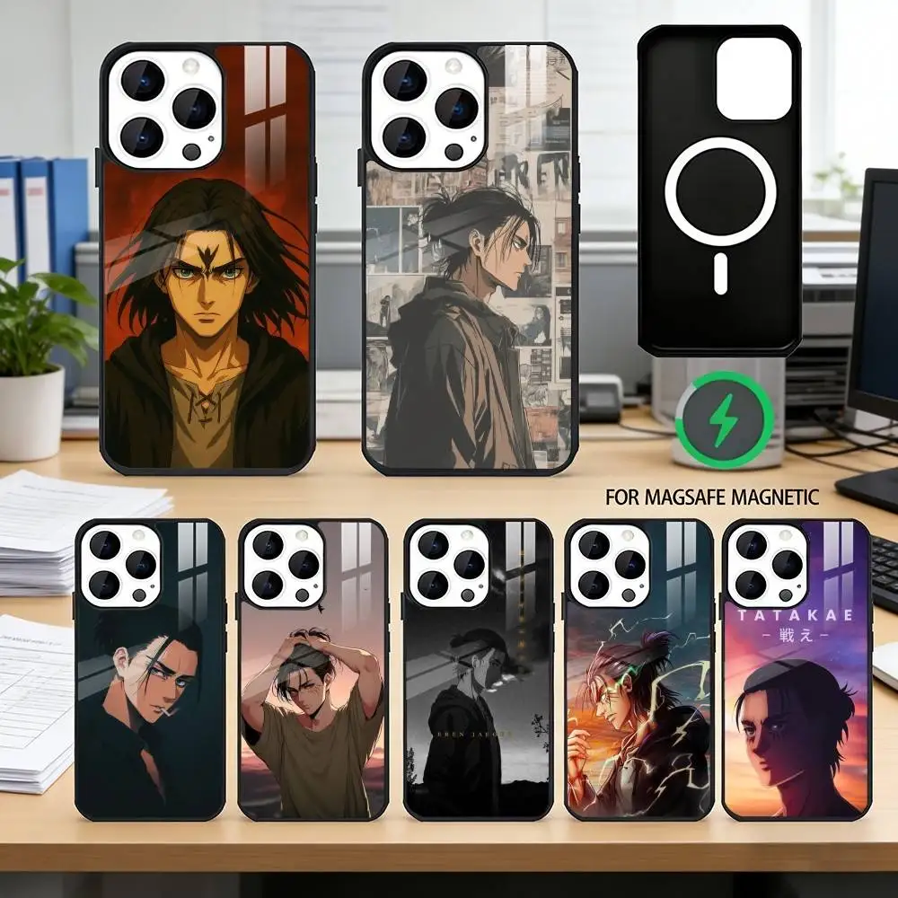 

Attack on Titan E-Eren y-Yeager Phone Case For iPhone17,16,15,14,13,12,11 Plus,Pro Magnetic with Magsafe Wireless Charging